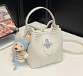 Cute Mini Bucket Bag with Teddy Charm
