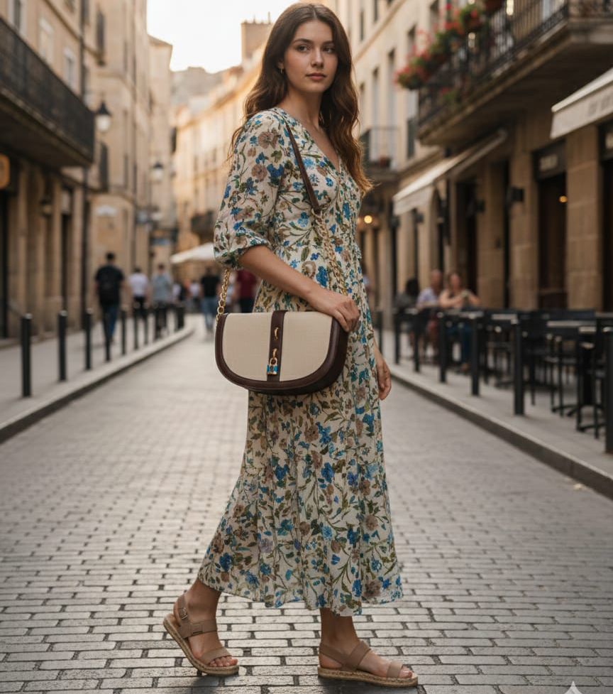 Elegant Contrast Flap Crossbody Bag