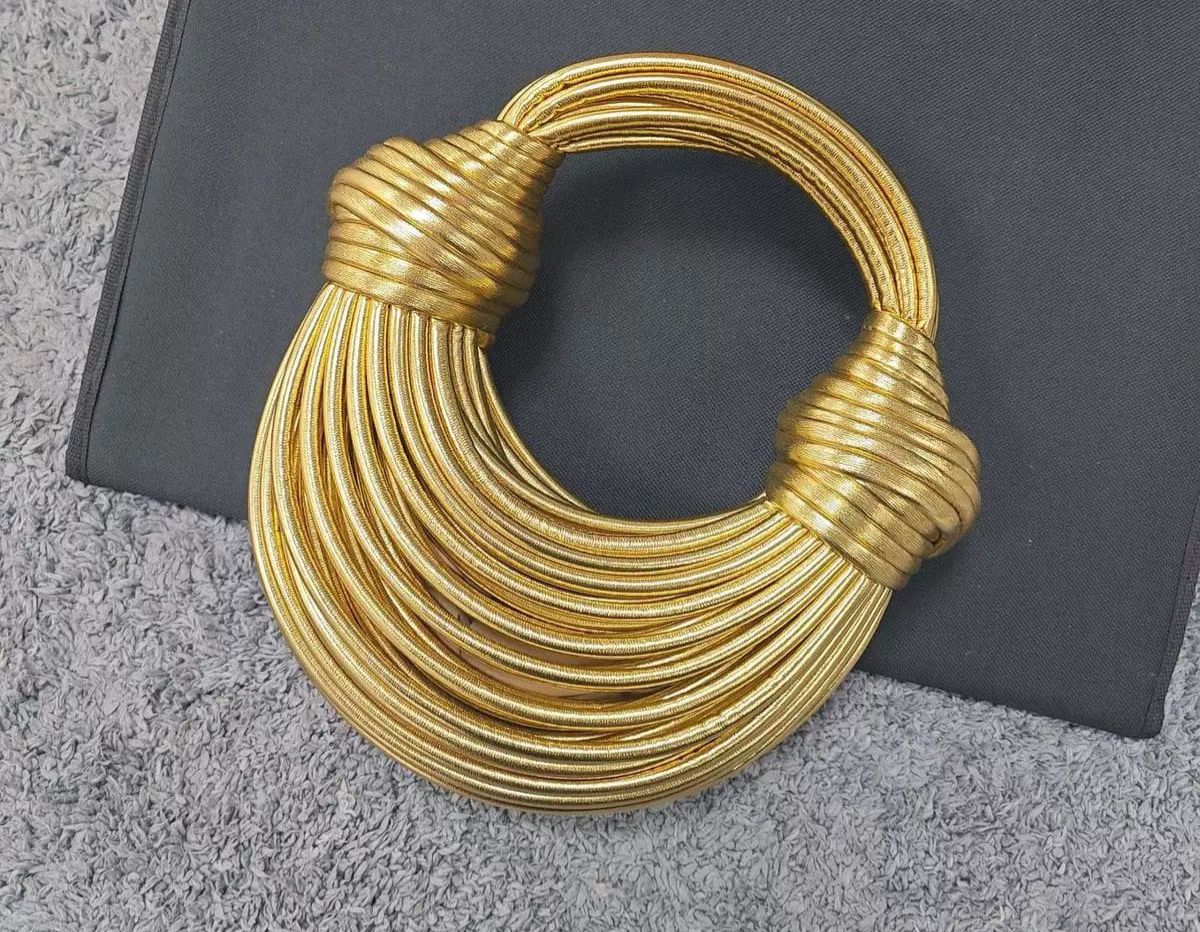 Luxury Gold Coil Handle Statement Bag