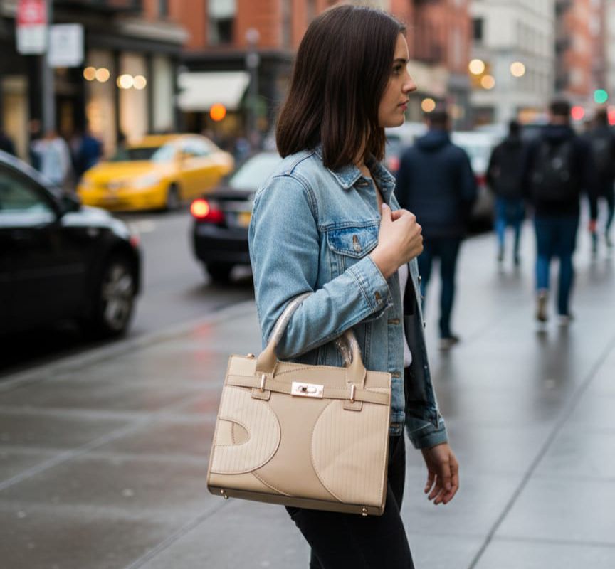 Elegant Beige Structured Tote Bag