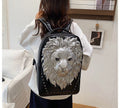 Lion Head Embossed Backpack
