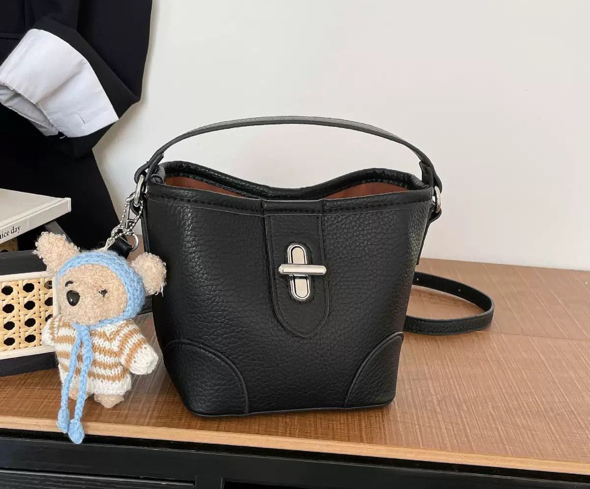 Cute Mini Bucket Bag with Teddy Charm