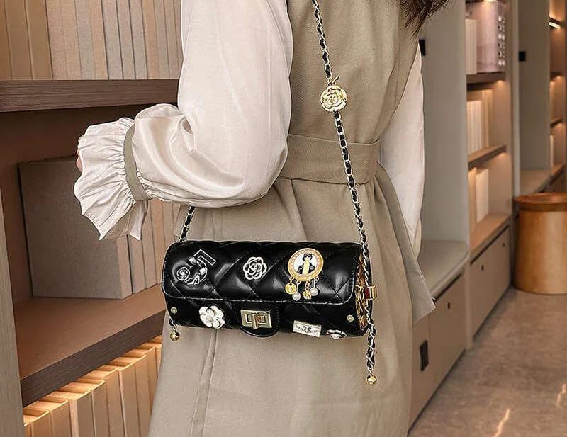 Luxury Quilted Mini Shoulder Bag with Gold Chain