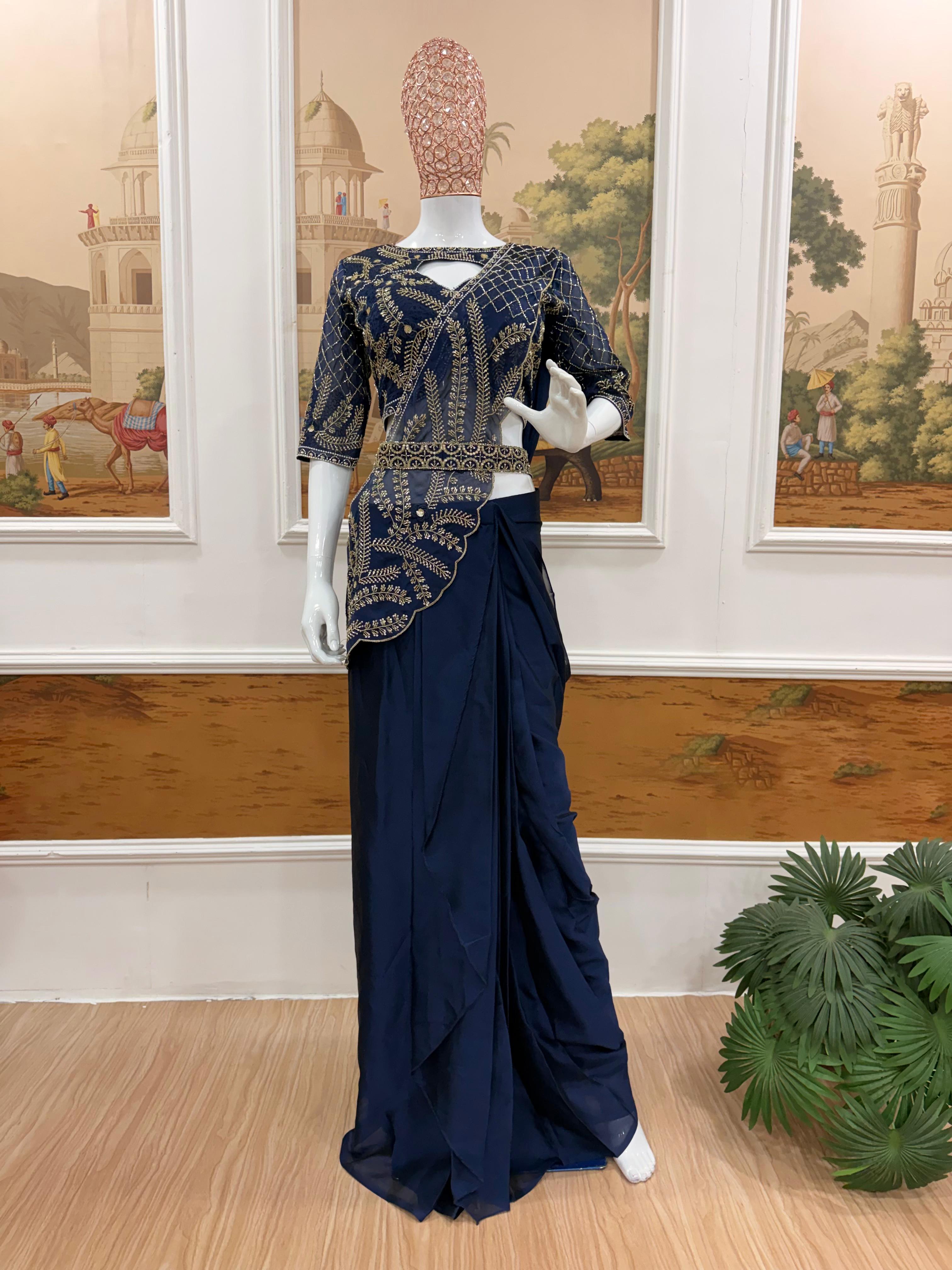 Heavy Embroidered Ready to Wear Saree