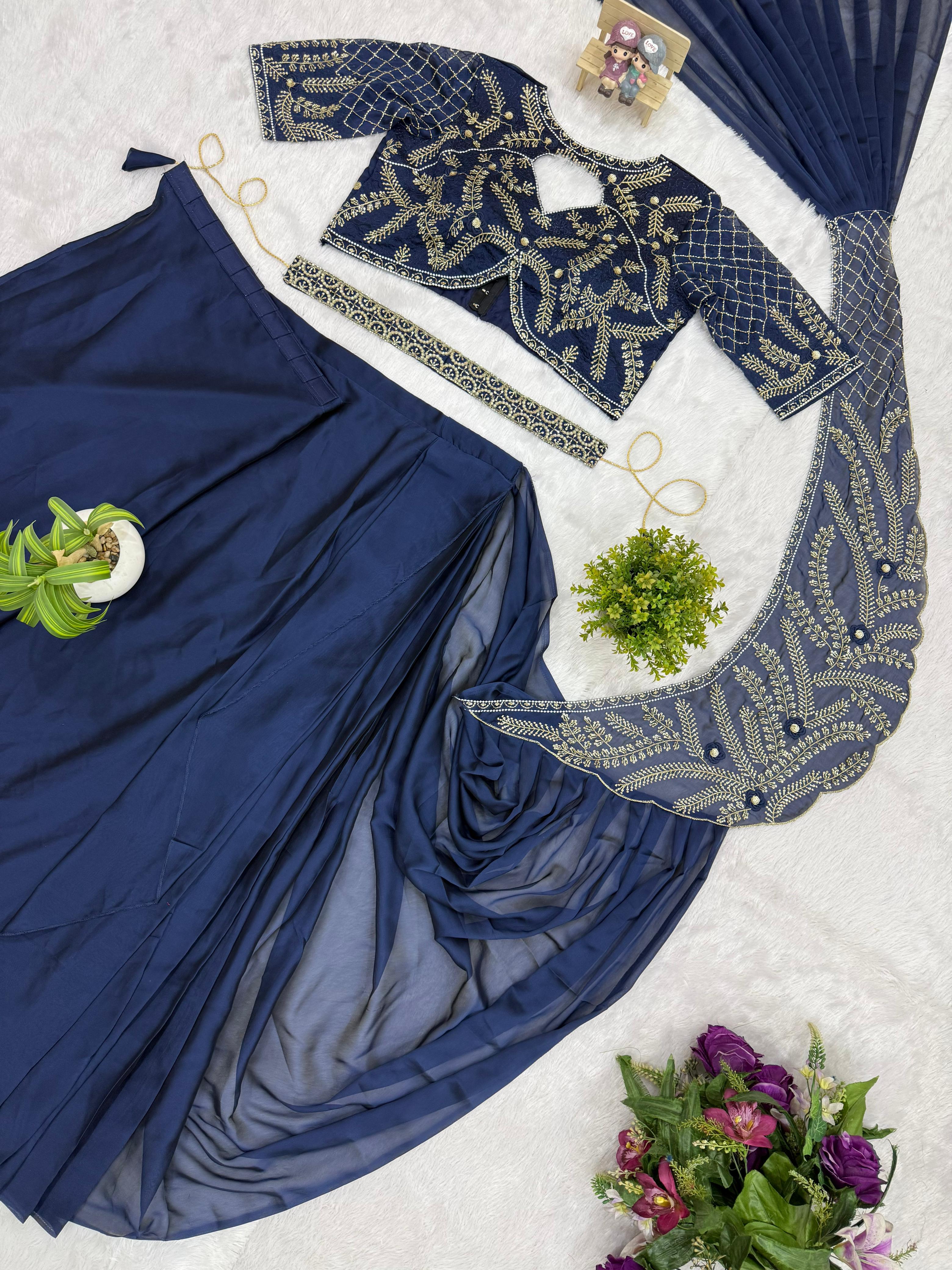 Heavy Embroidered Ready to Wear Saree