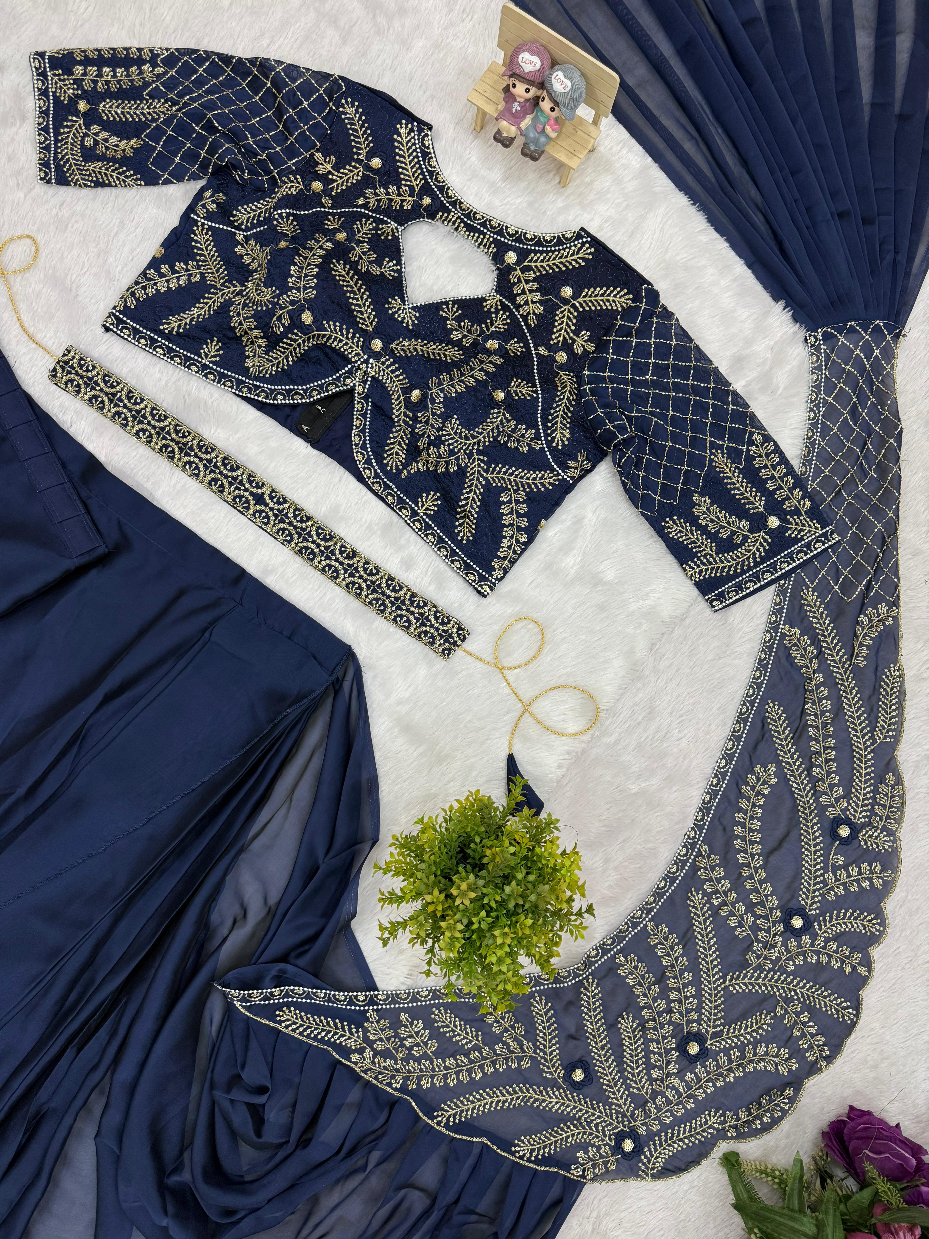 Heavy Embroidered Ready to Wear Saree