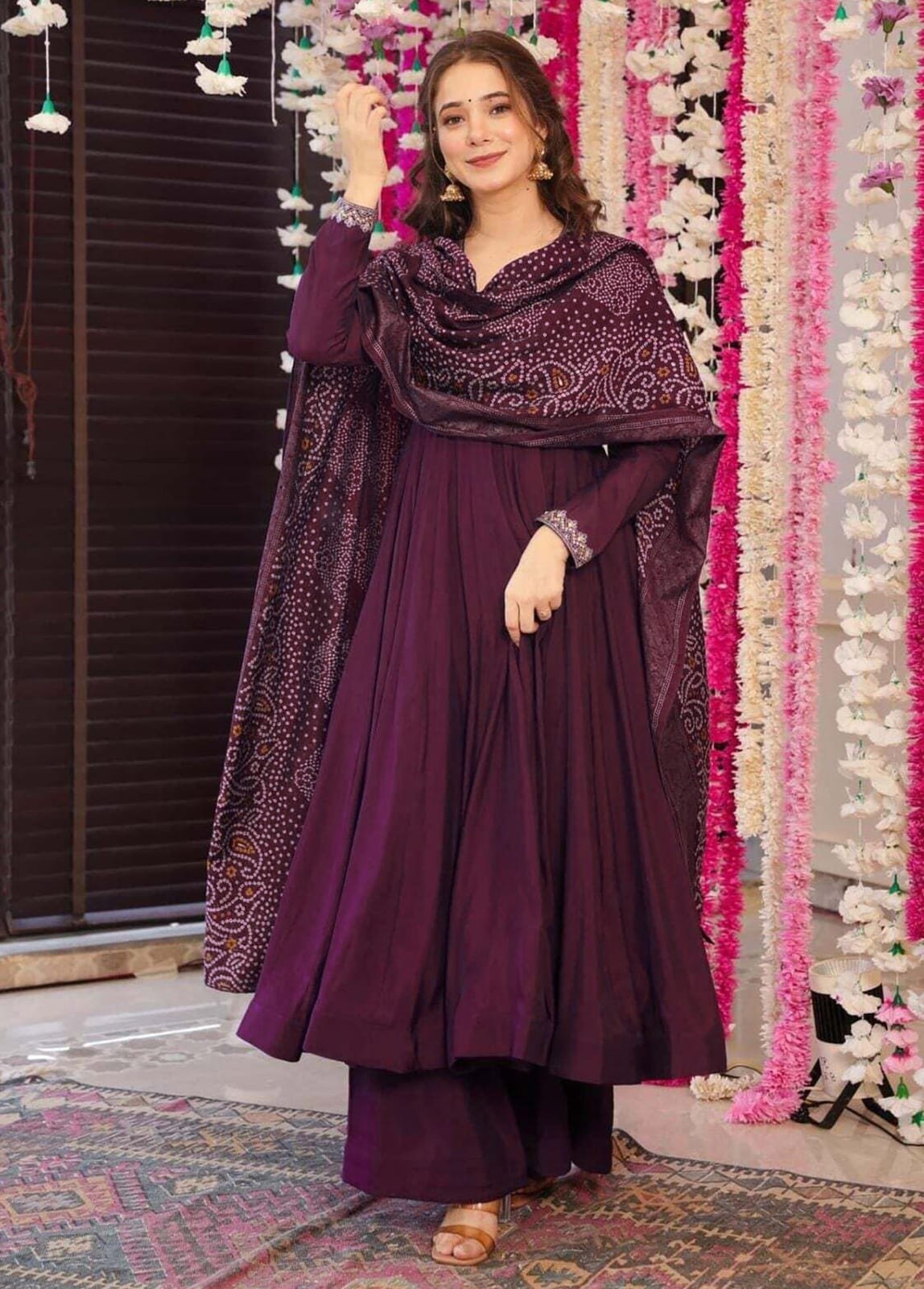 Women’s Anarkali Palazzo Dupatta Set