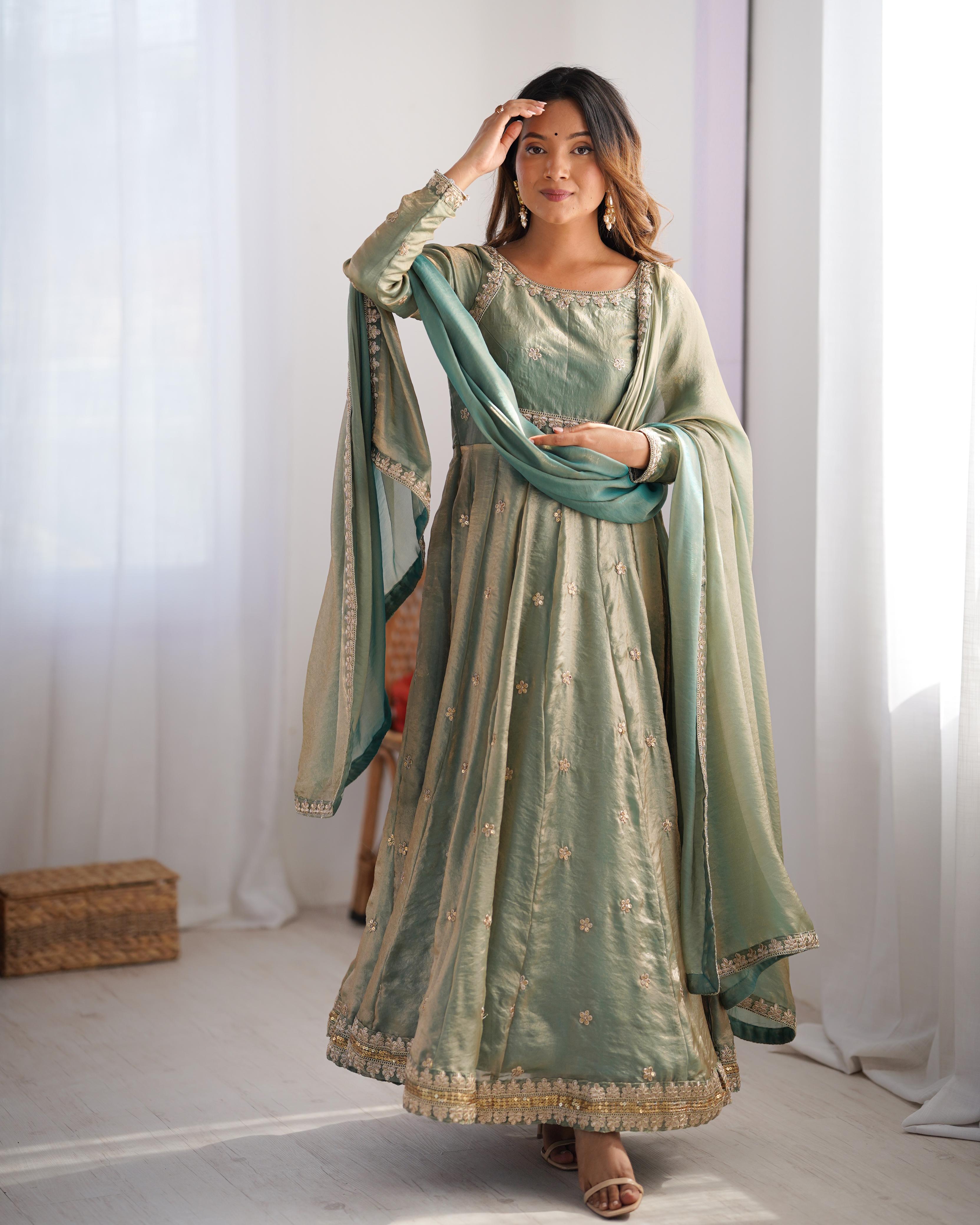 Elegant Fandy Silk Party Wear Gown