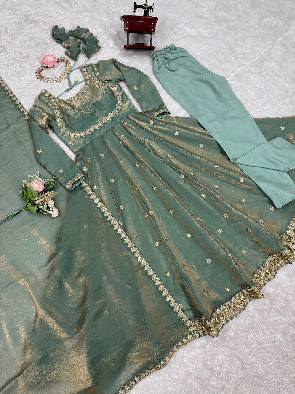 Elegant Fandy Silk Party Wear Gown
