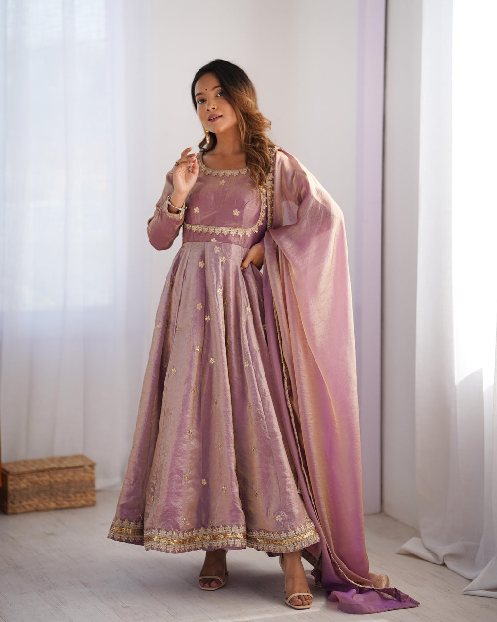 Elegant Fandy Silk Party Wear Gown