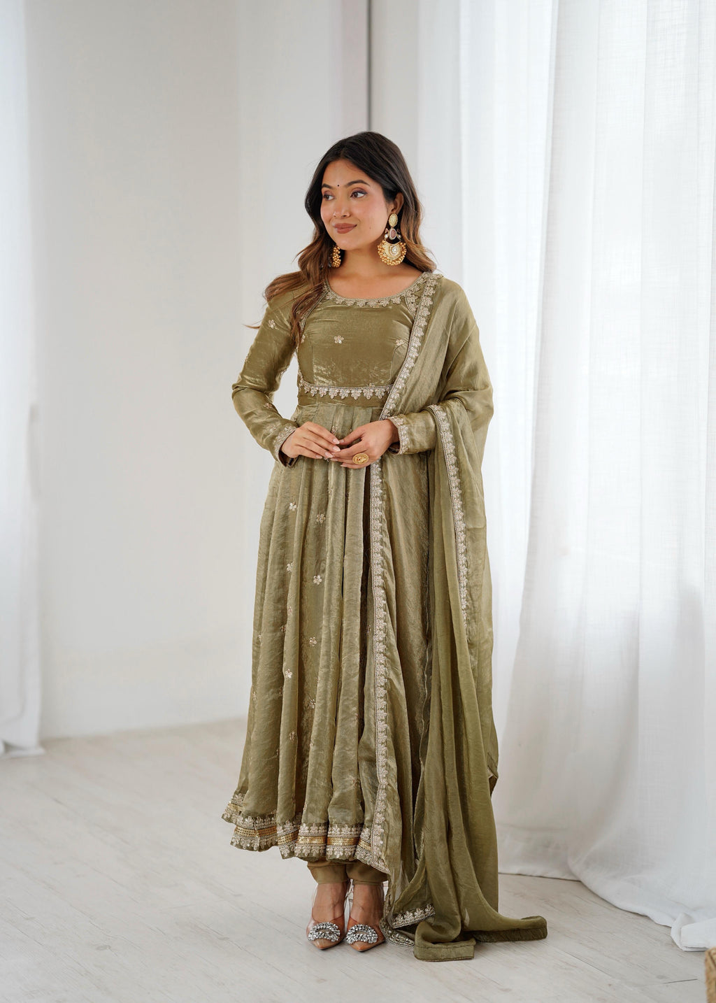 Elegant Fandy Silk Party Wear Gown