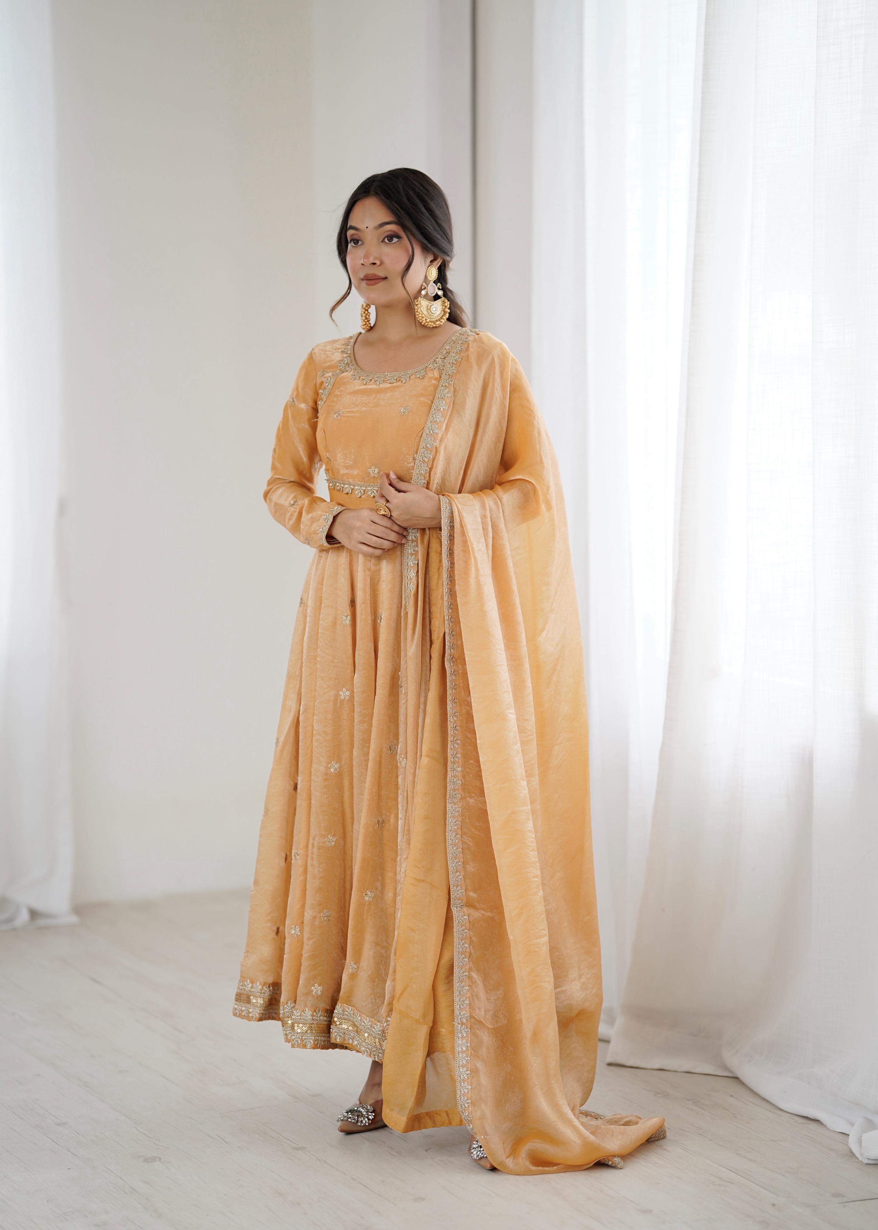 Elegant Fandy Silk Party Wear Gown