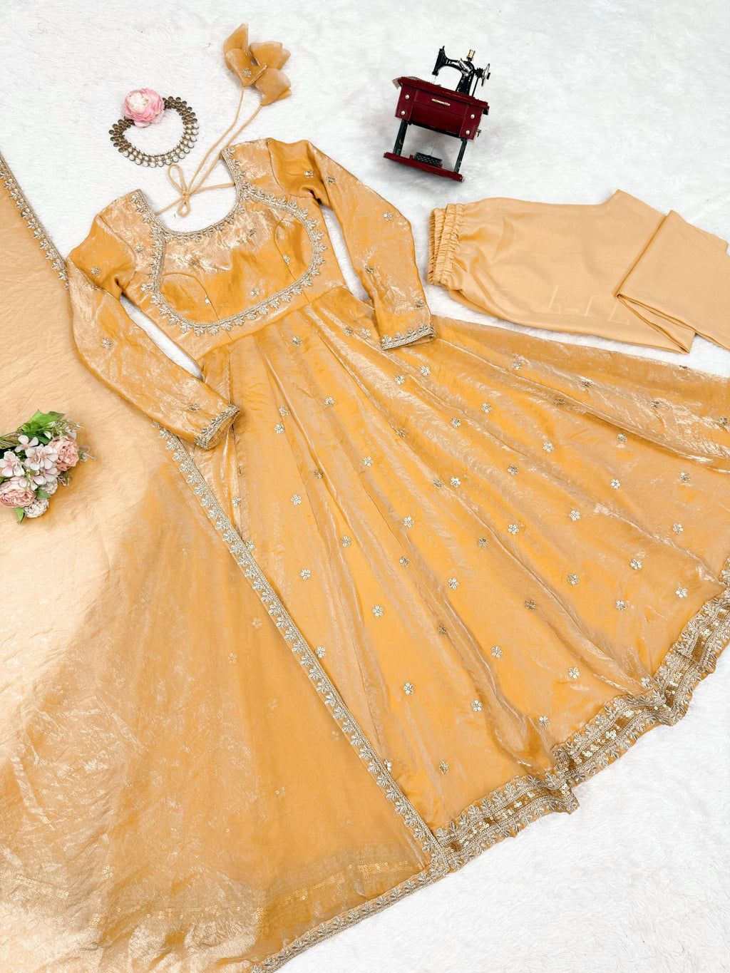 Elegant Fandy Silk Party Wear Gown