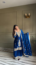 Designer Embroidered Kurti with Palazzo and Dupatta