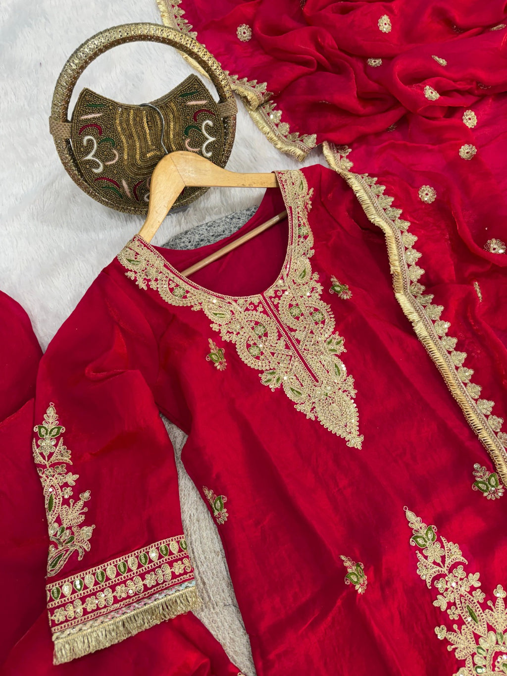 Designer Embroidered Kurti with Palazzo and Dupatta