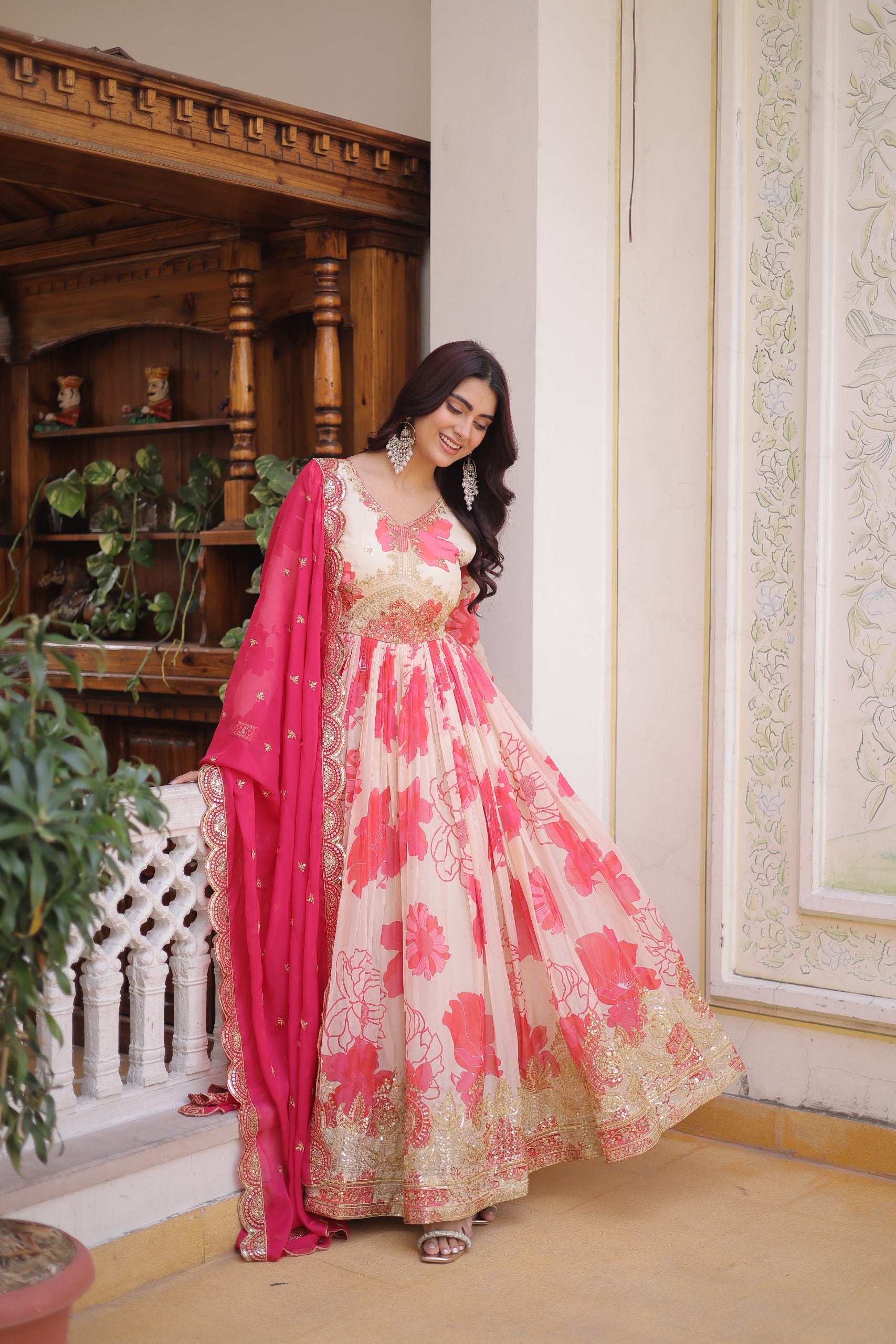 Stunning Silk Gown with Digital Print