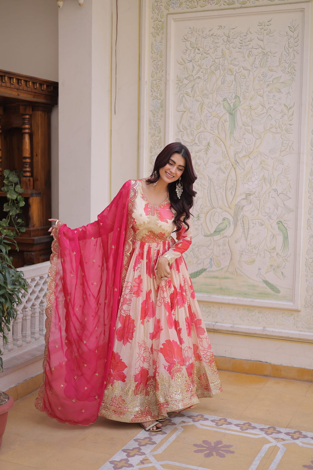 Stunning Silk Gown with Digital Print