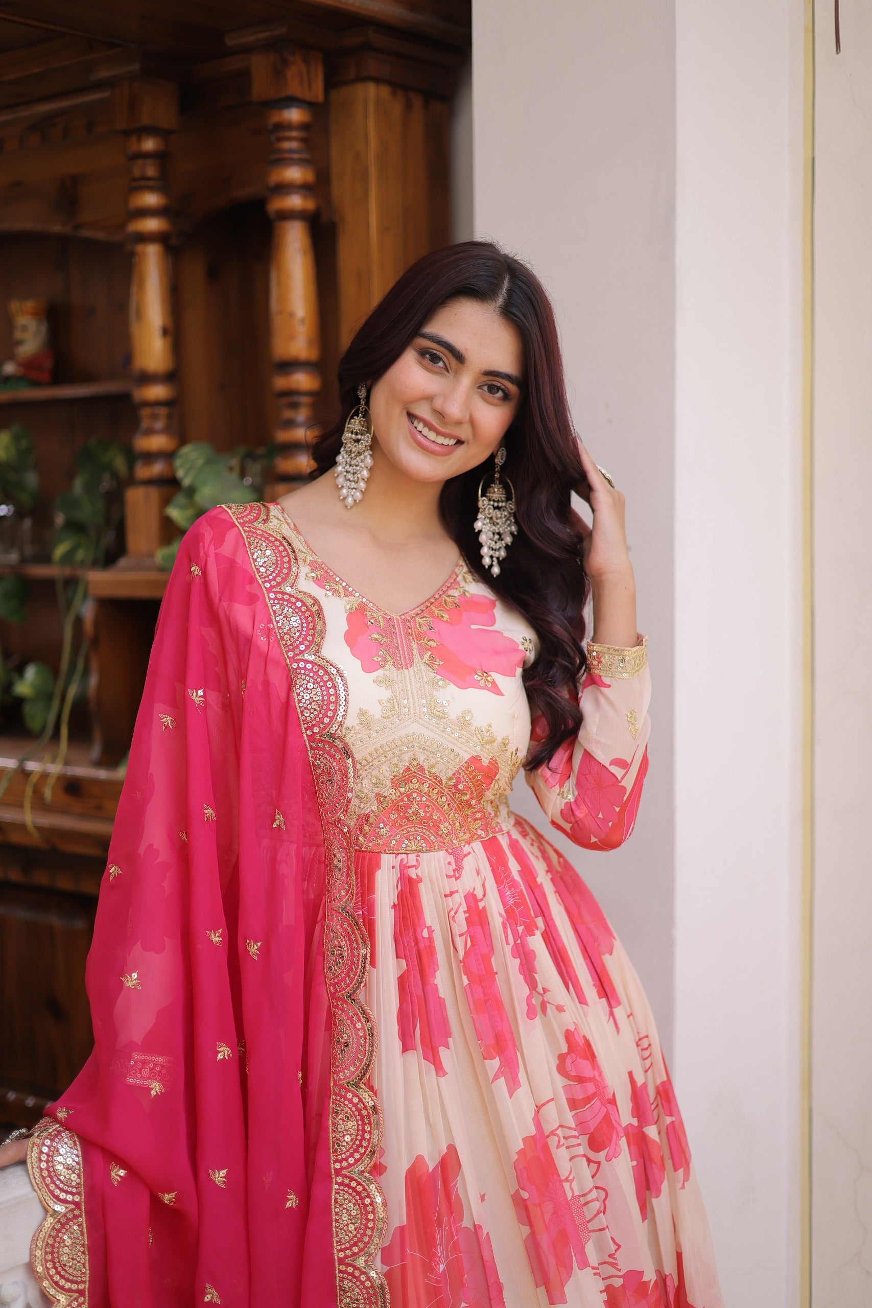 Stunning Silk Gown with Digital Print