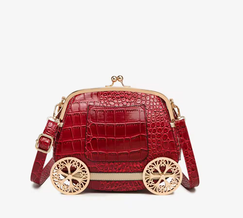 Elegant Red Vintage Carriage Style Designer Clutch Sling Bag