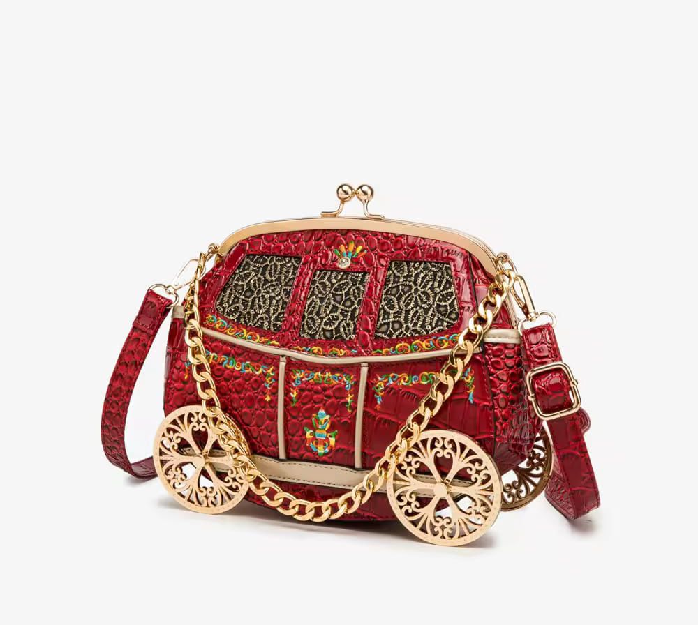 Elegant Red Vintage Carriage Style Designer Clutch Sling Bag