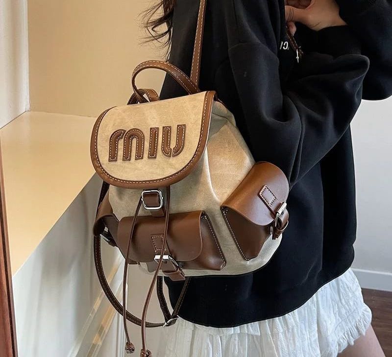 Trendy Contrast Flap Mini Backpack