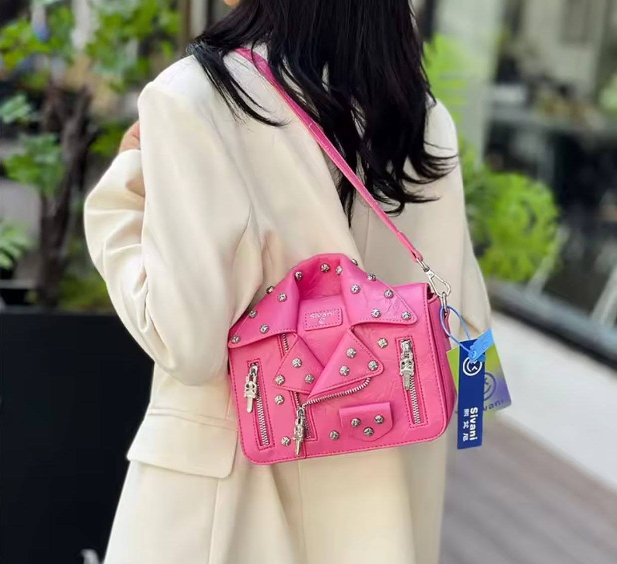 Chic Studded Jacket Crossbody Bag