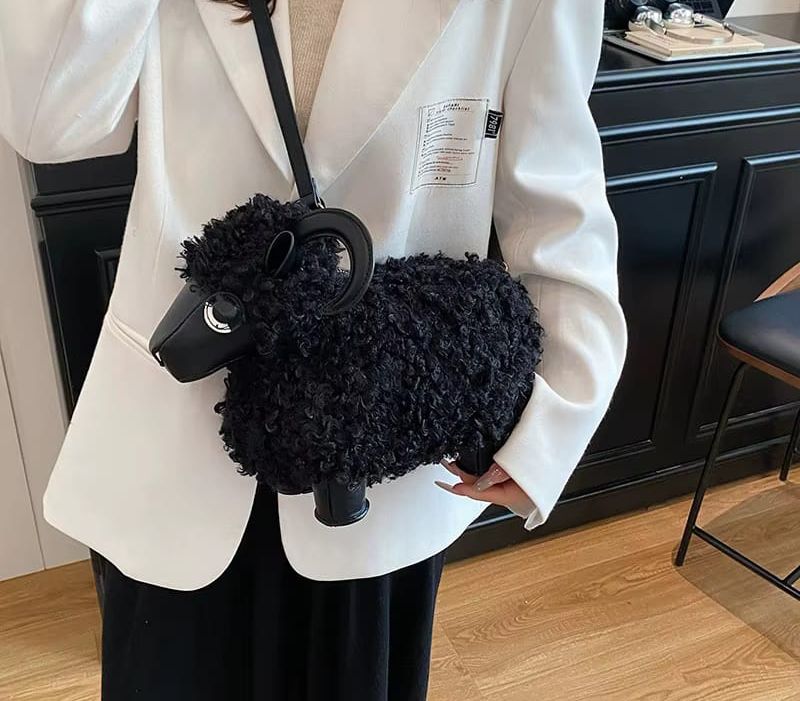 Cute Lamb Plush Crossbody Bag