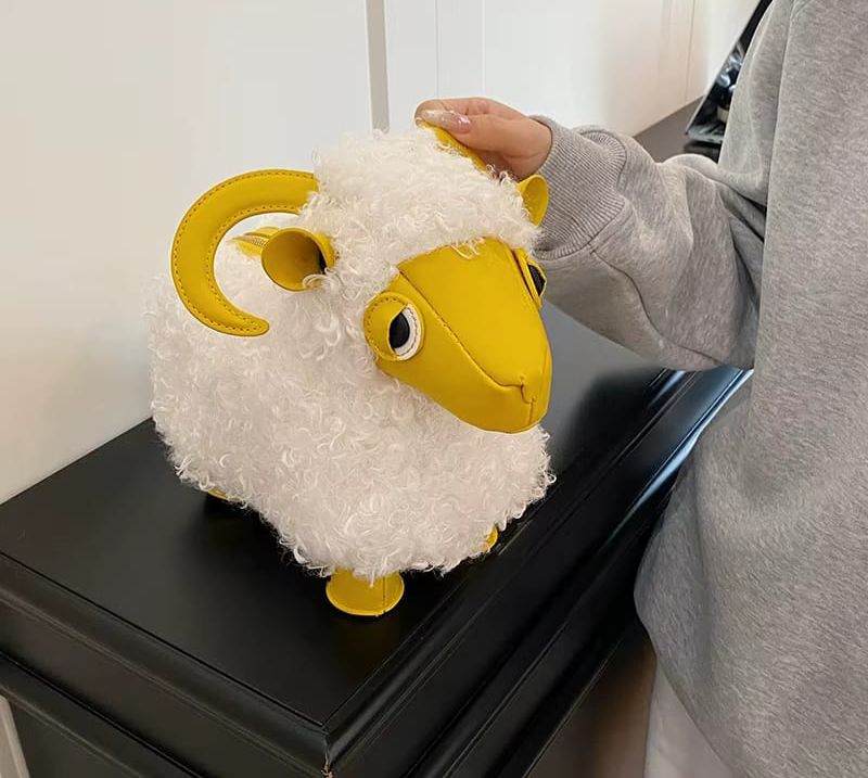 Cute Lamb Plush Crossbody Bag