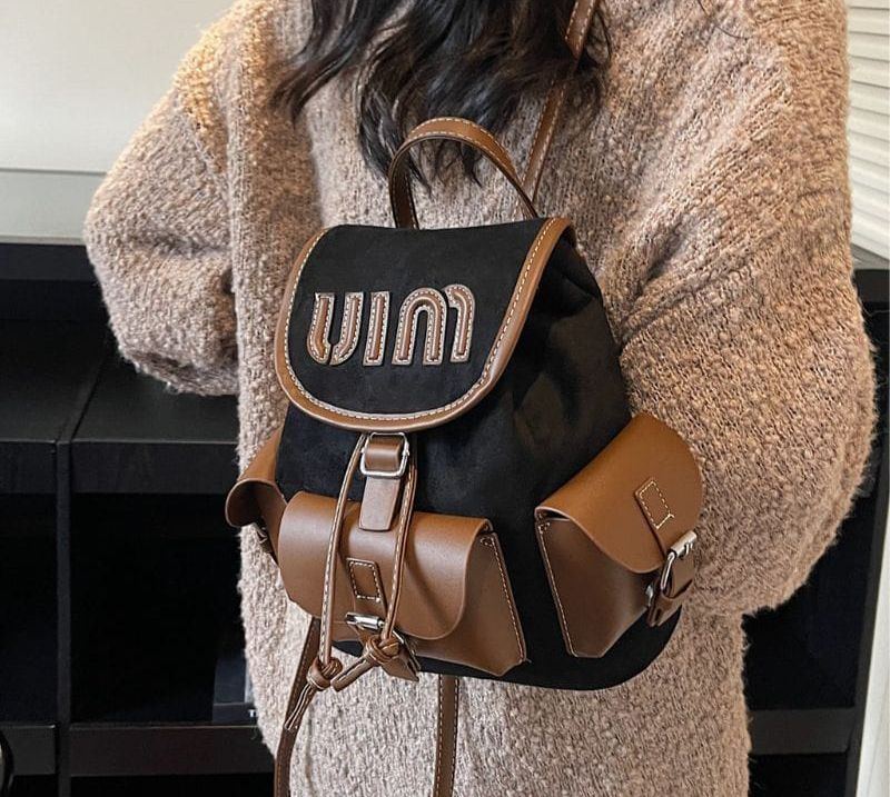 Trendy Contrast Flap Mini Backpack