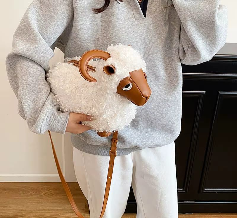 Cute Lamb Plush Crossbody Bag