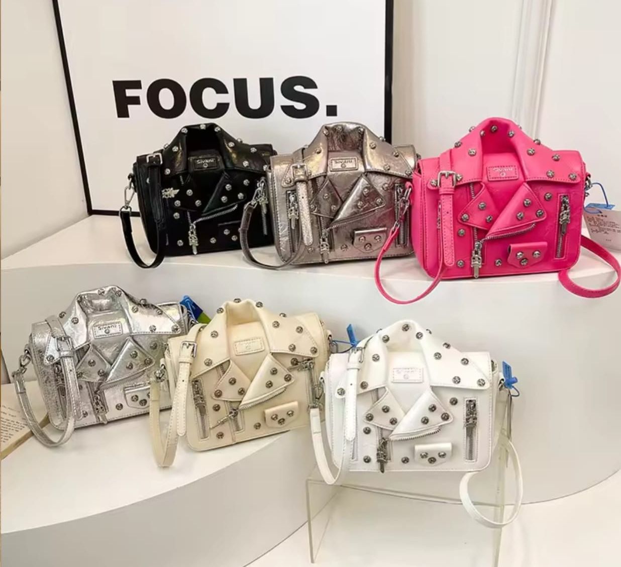 Chic Studded Jacket Crossbody Bag