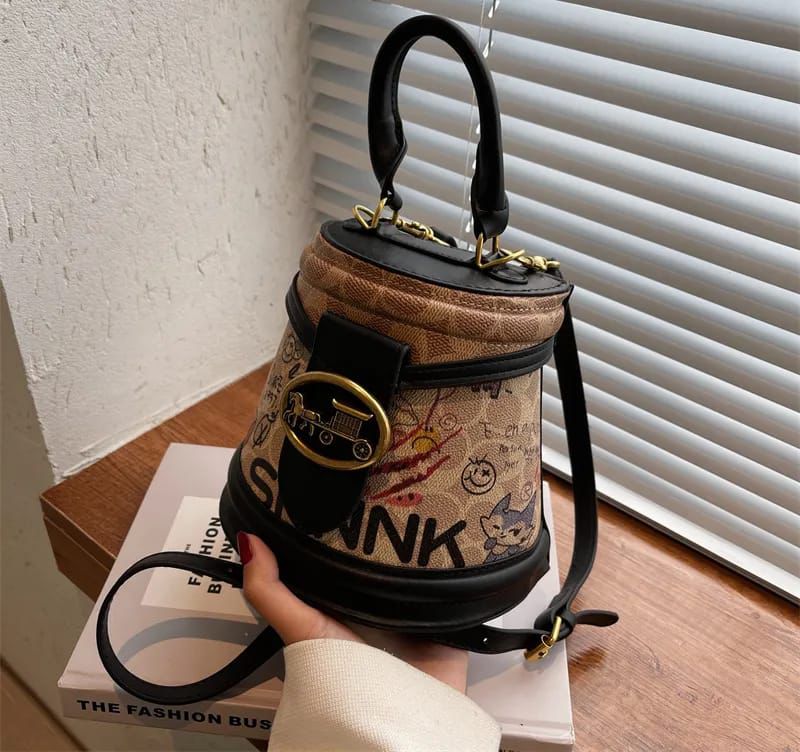 Vintage Print Mini Bucket Bag