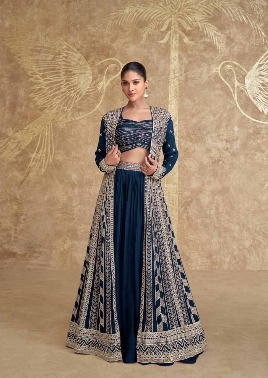 Regal Emerald Lehenga Set with Embroidered Jacket