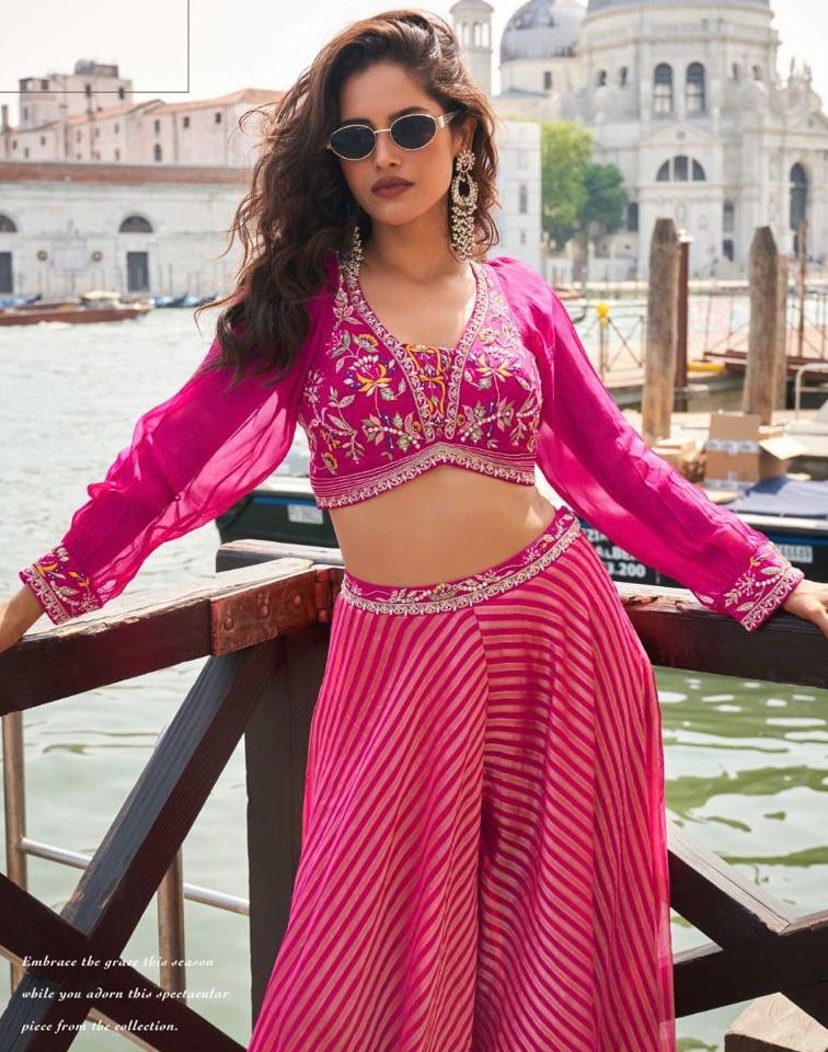 Embroidered Crop Top & Palazzo Set