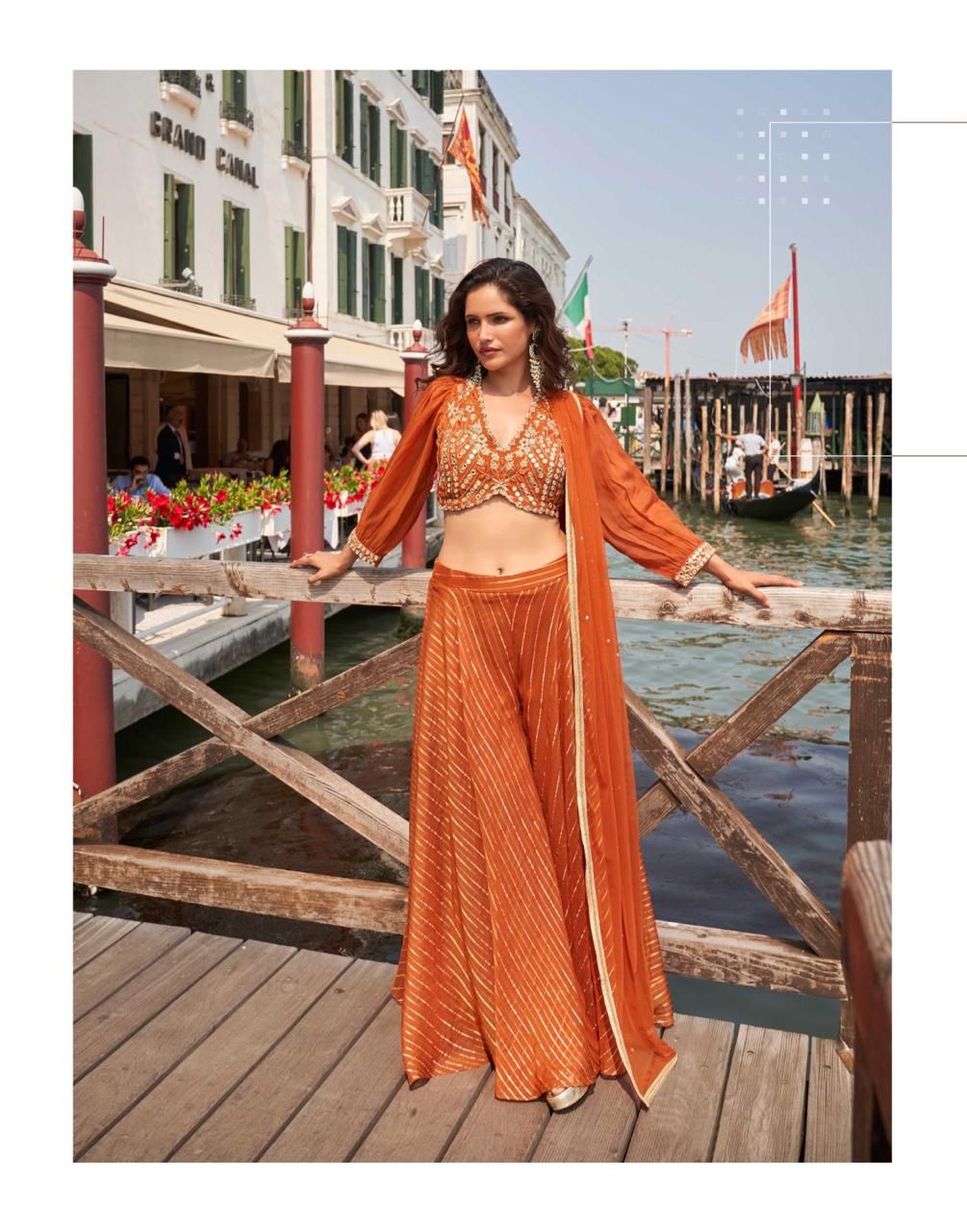 Embroidered Crop Top & Palazzo Set