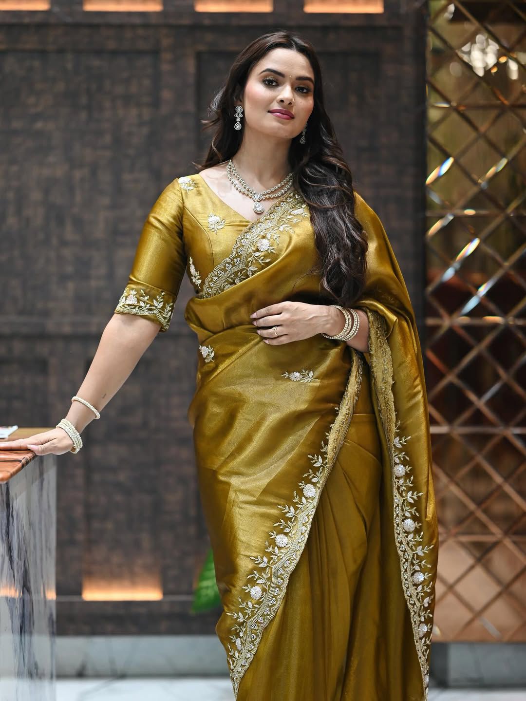 Neelam Giri inspired Golden Bloom Saree