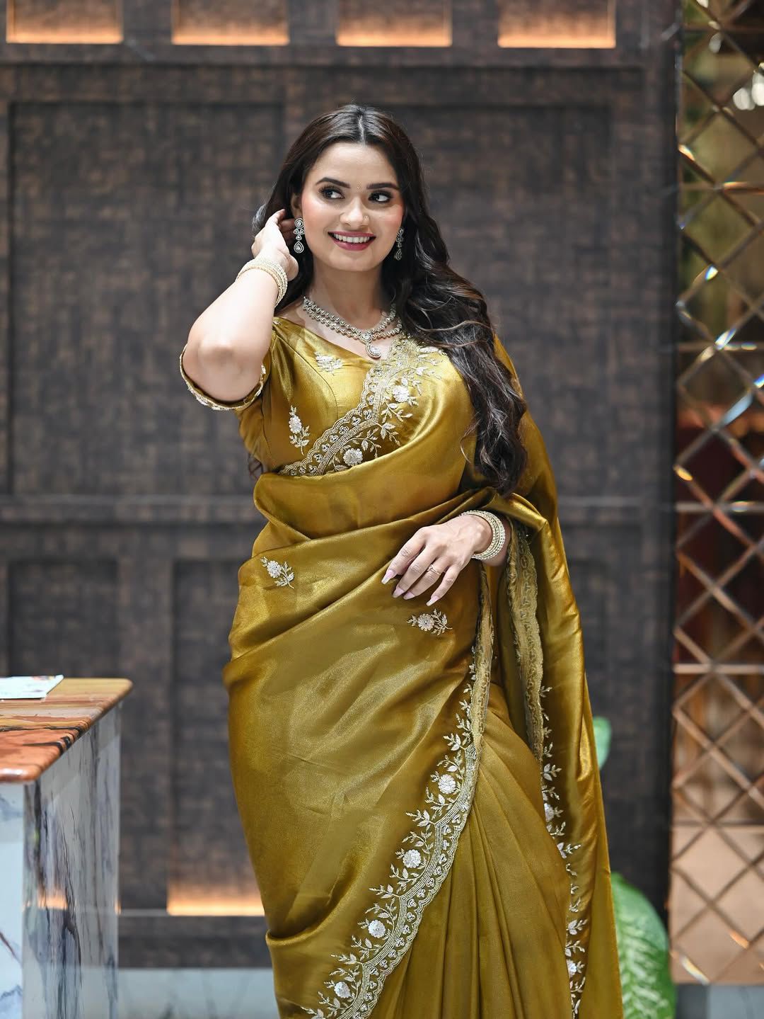 Neelam Giri inspired Golden Bloom Saree