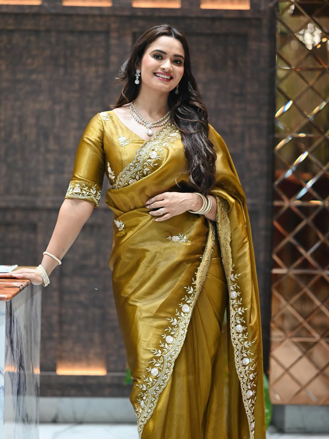 Neelam Giri inspired Golden Bloom Saree