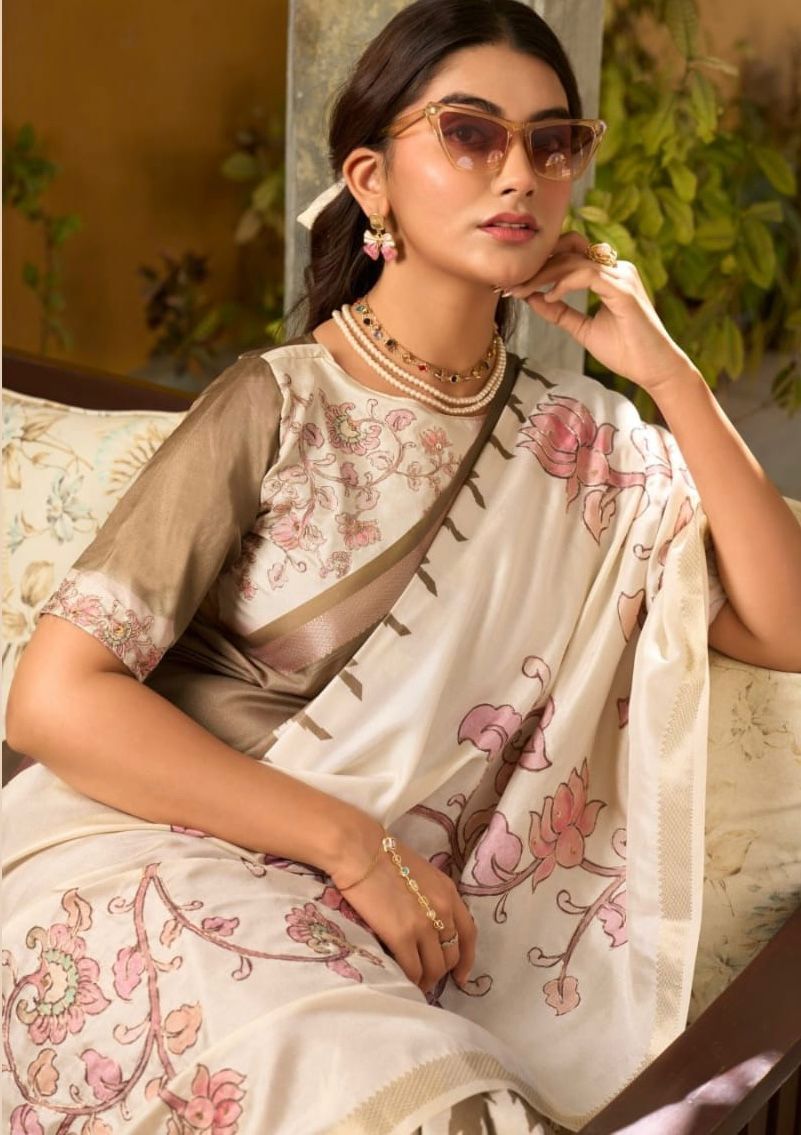 Floral Elegance Printed Saree with Tassel Pallu