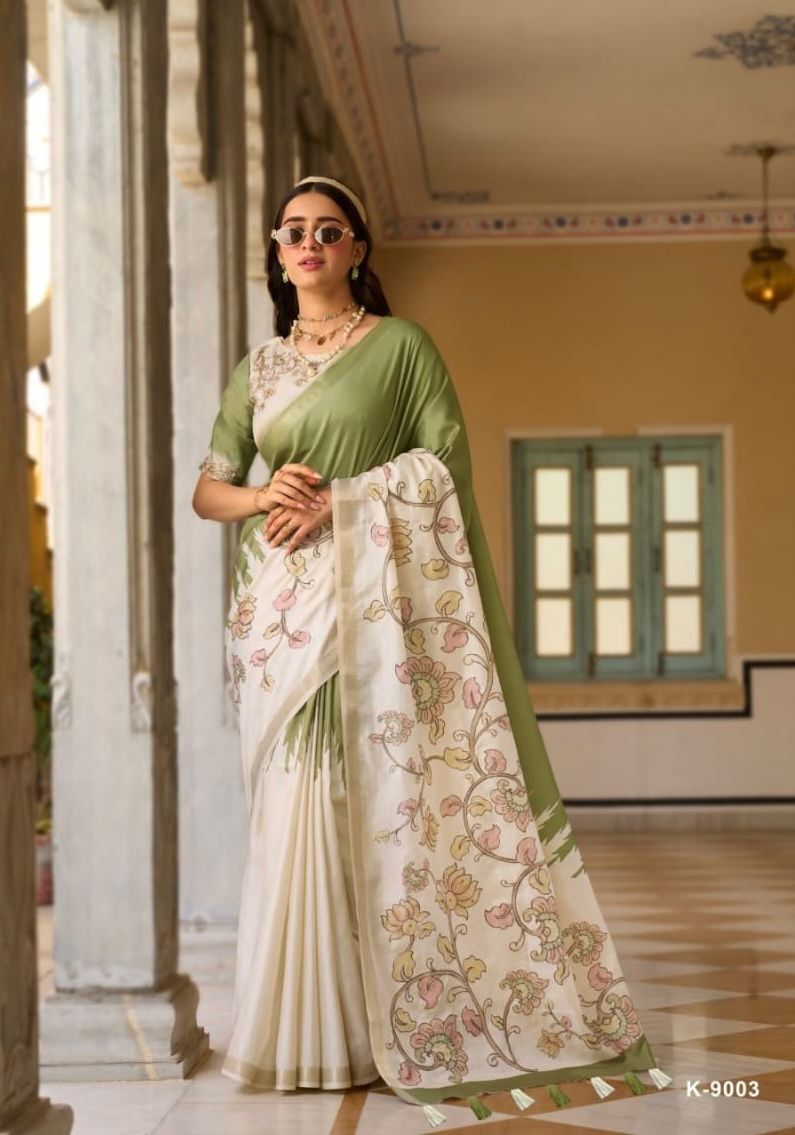 Floral Elegance Printed Saree with Tassel Pallu