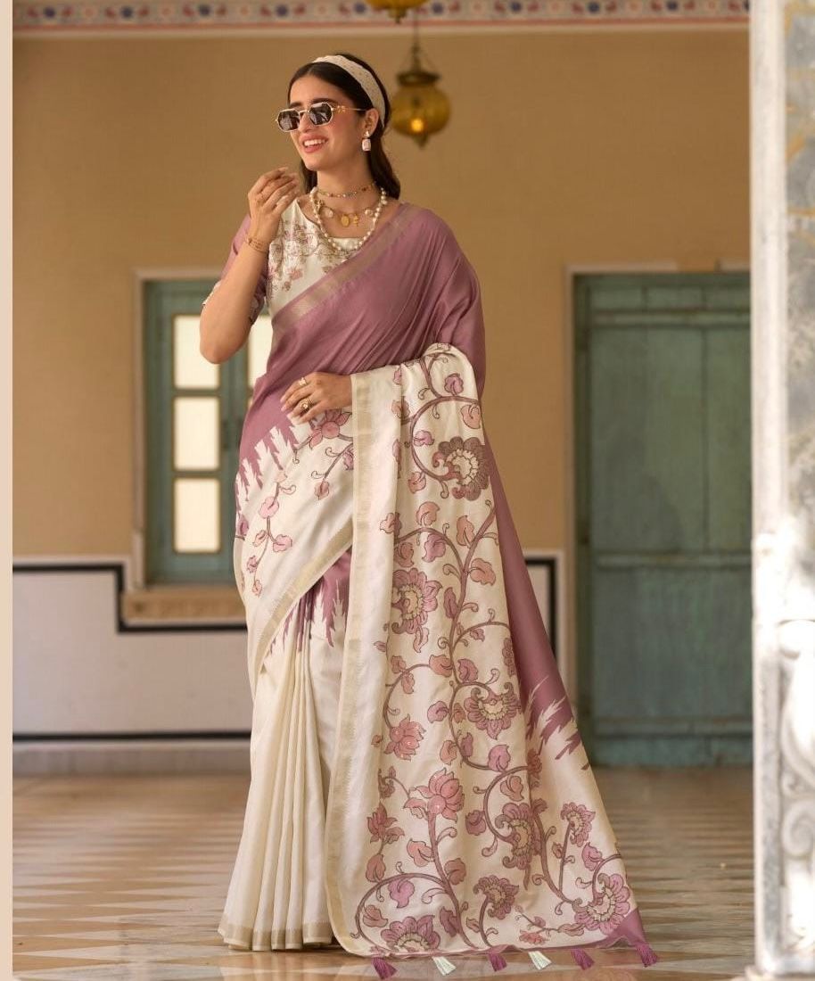 Floral Elegance Printed Saree with Tassel Pallu