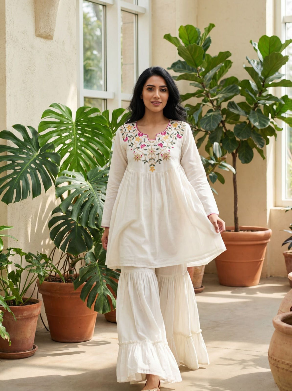 Elegant Gathered Sharara Set