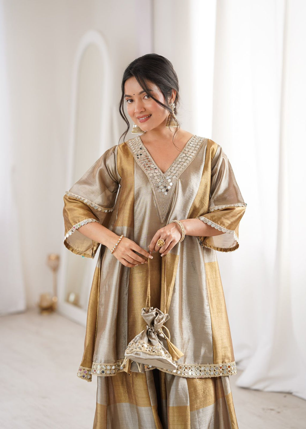 Statement Mirror Work Ethnic Sharara Set
