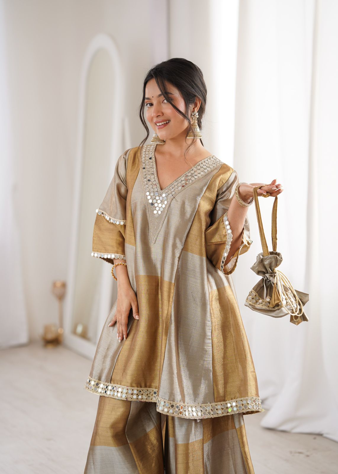 Statement Mirror Work Ethnic Sharara Set
