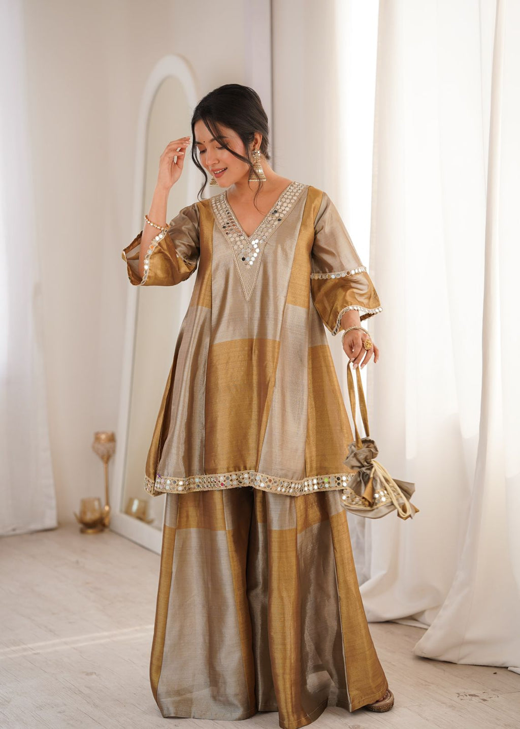 Statement Mirror Work Ethnic Sharara Set