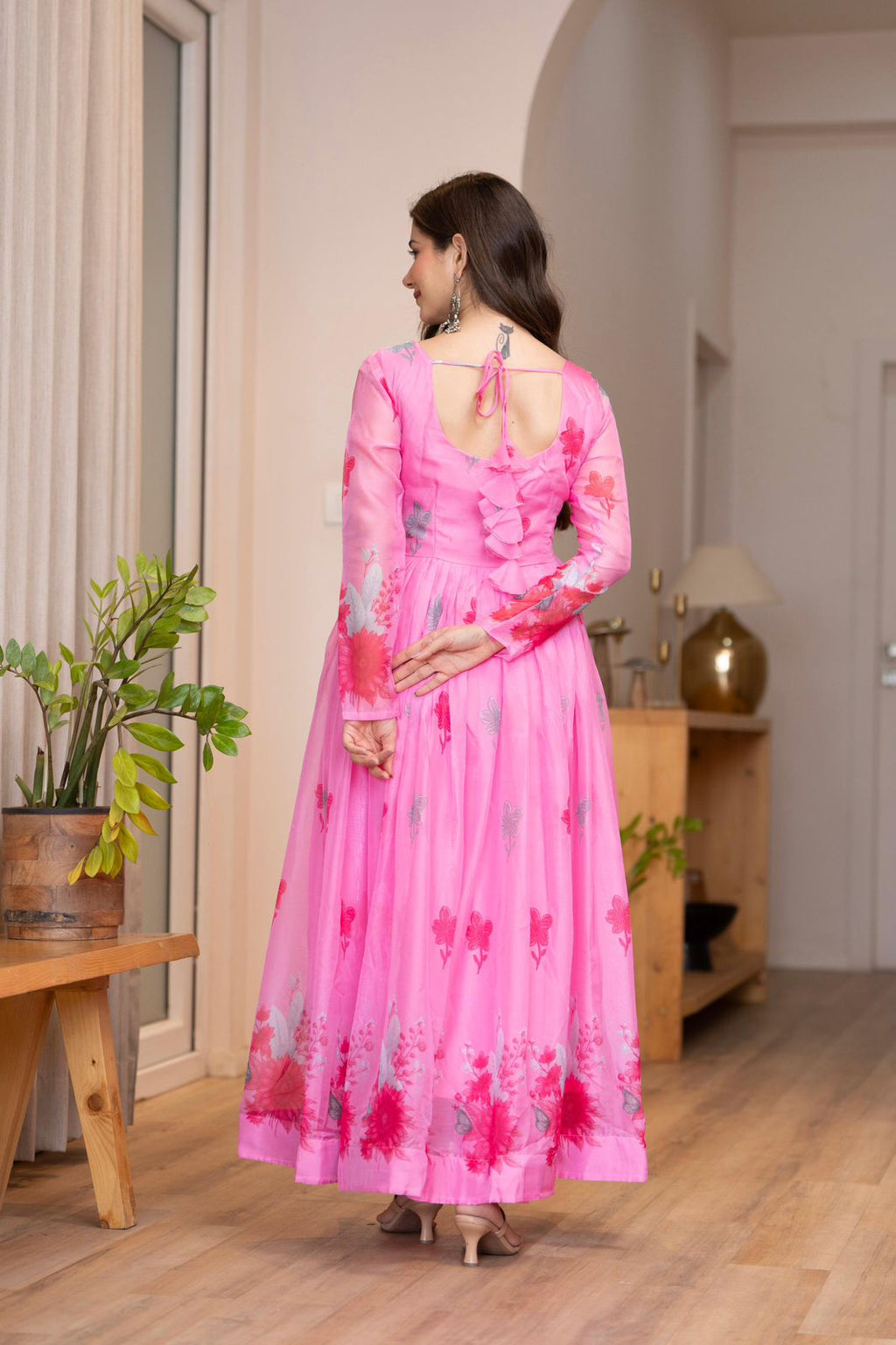 Floral Print Anarkali Kurta Set with Dupatta