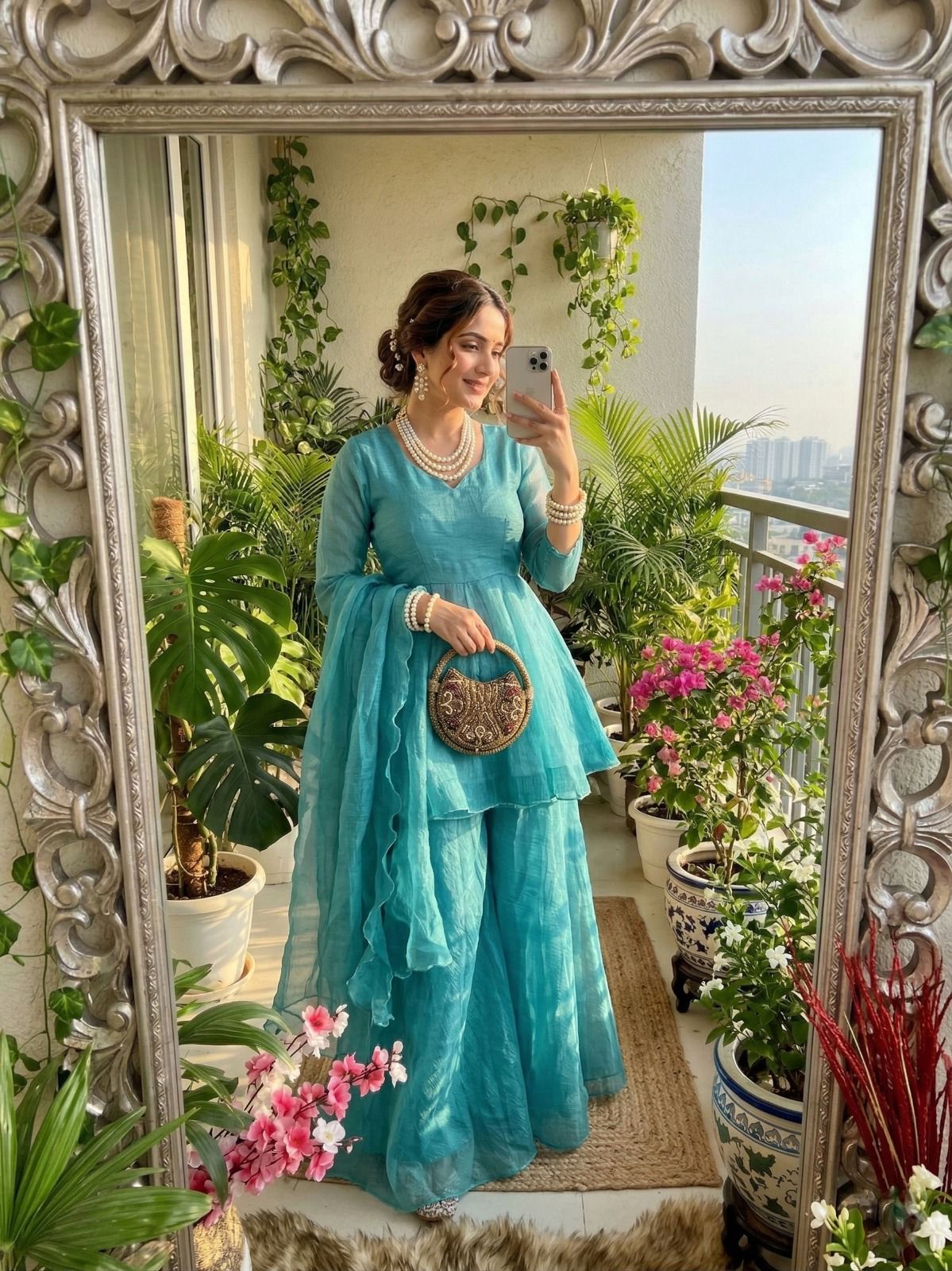 Layered Kurta Sharara Set with Dupatta