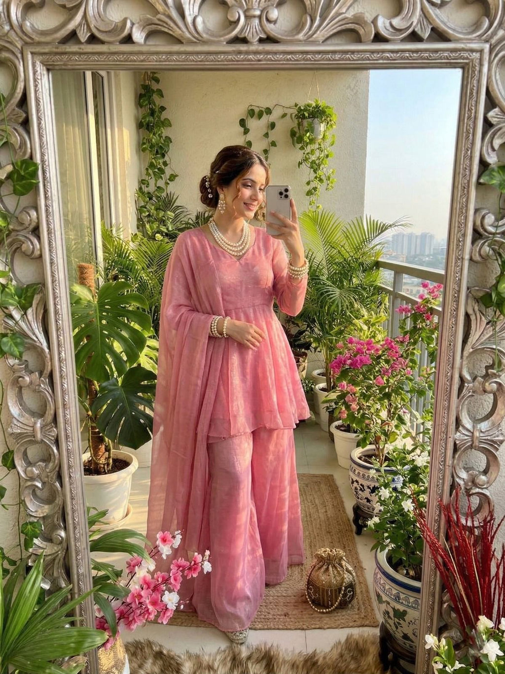 Layered Kurta Sharara Set with Dupatta