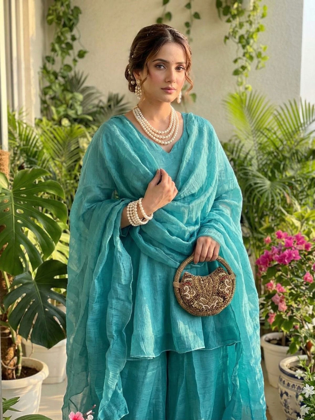 Layered Kurta Sharara Set with Dupatta