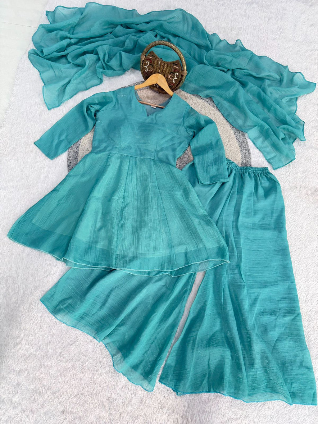 Layered Kurta Sharara Set with Dupatta